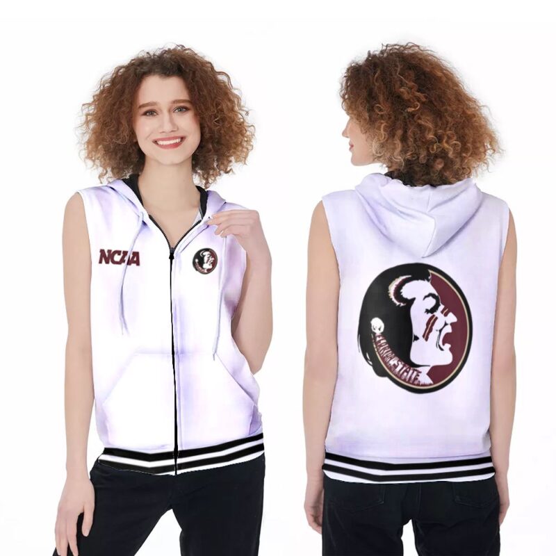 Florida State Seminoles Ncaa Classic White With Mascot Logo Gift For Florida State Seminoles Fans Zip Sleeveless Hoodie ZSH0359