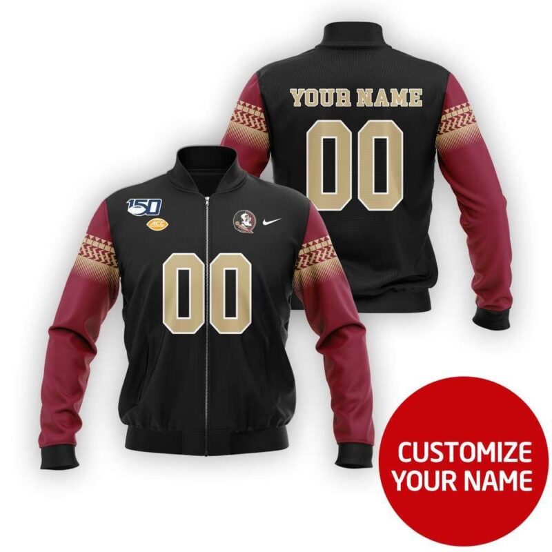 Florida State Seminoles Ncaa Sport Team Black Personalized Number Name Jersey Style Gift For Seminoles Fans Bomber Jacket BJ03583