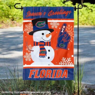Florida UF Gators Holiday Winter Snowman Greetings Garden Flag GF00580