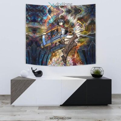 Focused Mikasa Wall Anime Tapestry 2 Focused Mikasa Wall Anime Tapestry 2