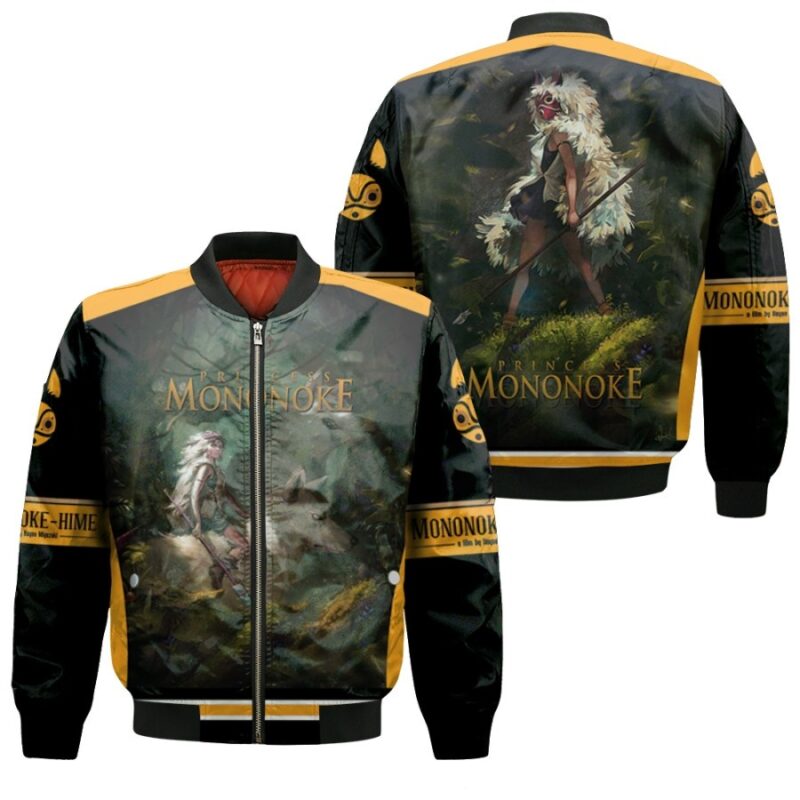 Forest Princess Mononoke And Moro-No-Kimi The Symbo In The Forest Mononoke Hime Gift For Mononoke Fans Bomber Jacket BJ01625