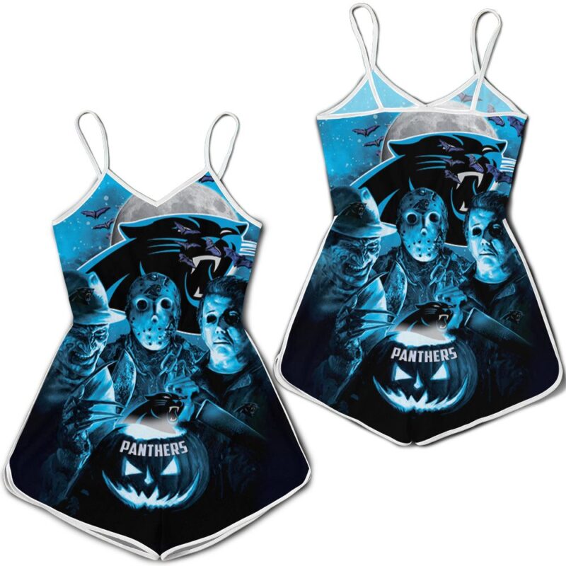 Freddy Jason Michael Myers Loves Carolina Panthers Pumpkin Head Halloween 3d jersey Romper RJ04529