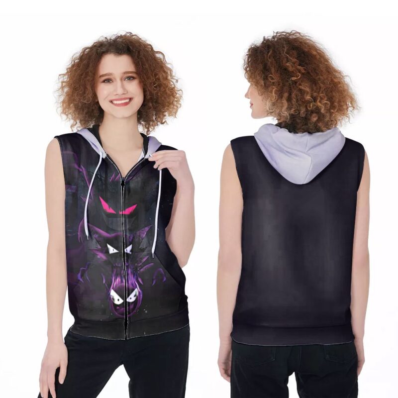 Gengar Evil Shadow Pokemon In First Generation Gif For Gengar Fans Pokemon Lovers Zip Sleeveless Hoodie ZSH1699