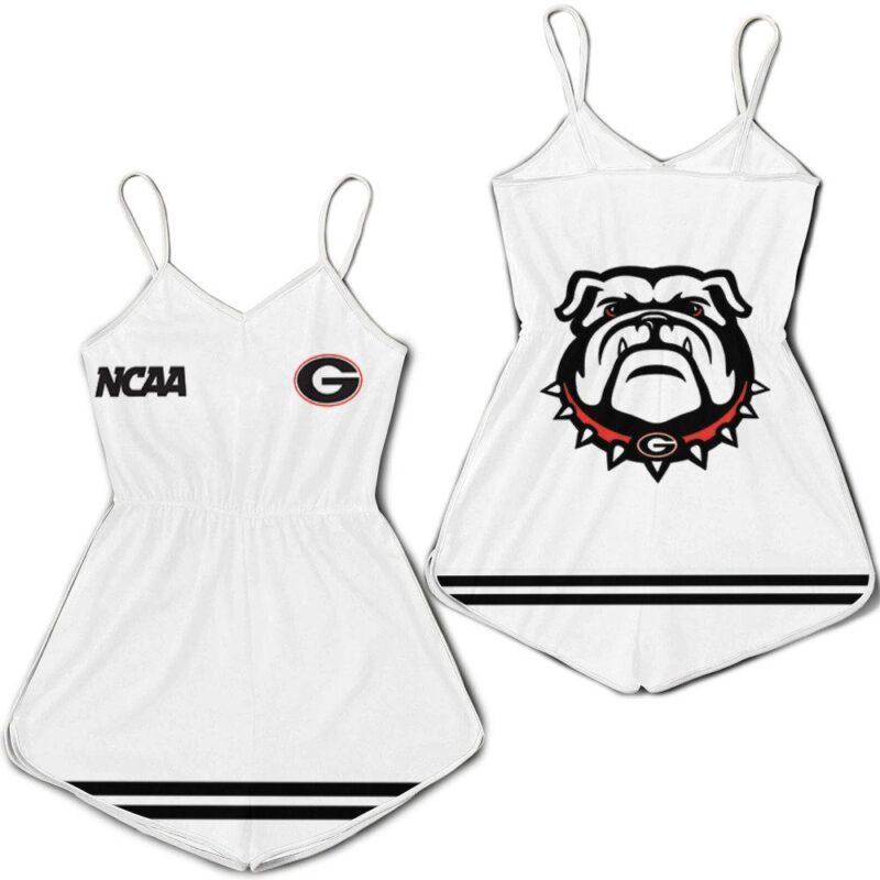 Georgia Bulldogs Ncaa Classic White With Mascot Logo Gift For Georgia Bulldogs Fans Romper Jumpsuit RJ01629