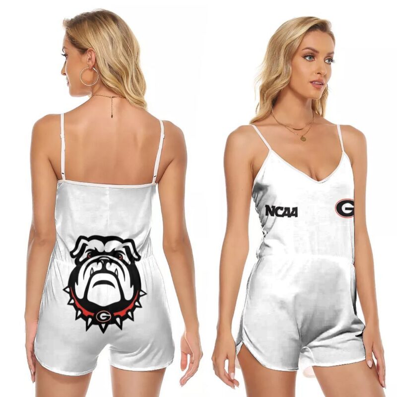 Georgia Bulldogs Ncaa Classic White With Mascot Logo Gift For Georgia Bulldogs Fans V-neck Romper Jumpsuit RJ00742