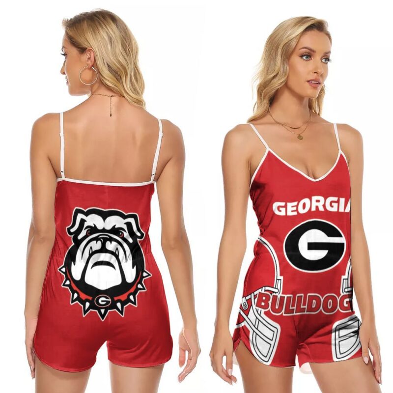 Georgia Bulldogs University NFL American Football Team Logo Gift For Bulldogs Fans V-neck Romper Jumpsuit RJ01342