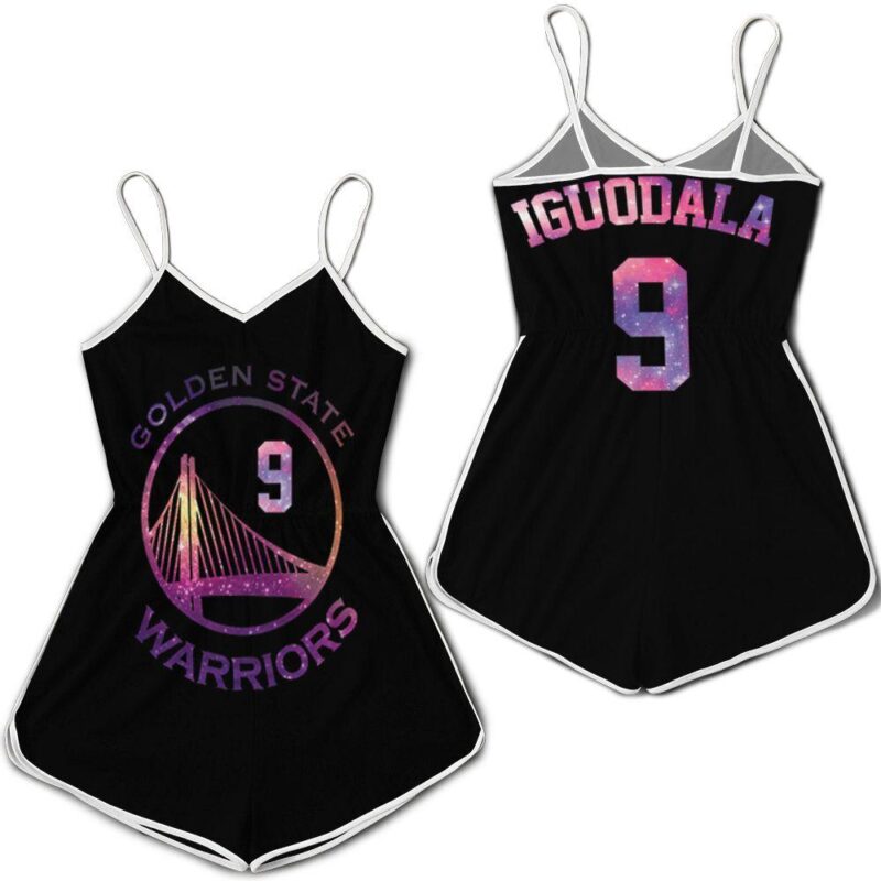 Golden State Warriors Andre Iguodala #9 NBA Great Player Iridescent Black Gift For Warriors Fans Romper Jumpsuit RJ05402