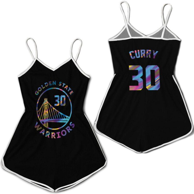 Golden State Warriors Stephen Curry 2021 Iridescent Black Jersey Inspired Style Gift For Golden State Warriors Fans Romper Jumpsuit RJ05545