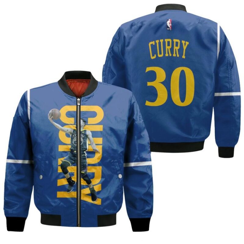 Golden State Warriors Stephen Curry 30 NBA Great Player Basketball Blue Icon Edition 2019 Gift For Warriors Fans Bomber Jacket BJ00457