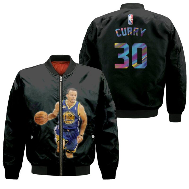 Golden State Warriors Stephen Curry 30 NBA Legendary Captain Basketball Black Gift For Warriors Fans Bomber Jacket BJ00490