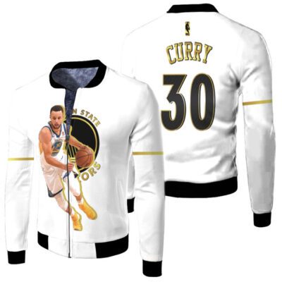 Golden State Warriors Stephen Curry 30 NBA Team Golden Edition White Jersey Style Gift For Warriors Fans Fleece Bomber Jacket