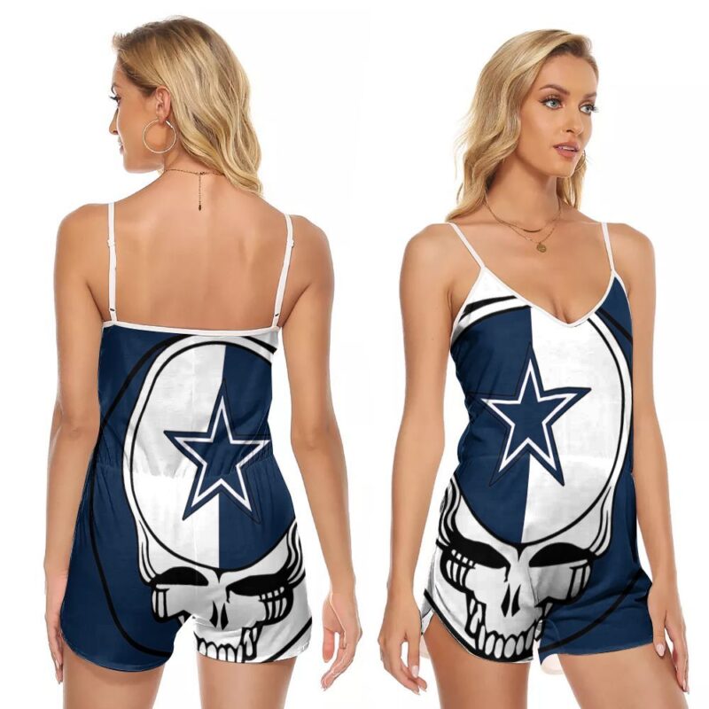 Grateful Dead Skull Dallas Cowboys 3d designed for Dallas Cowboys Grateful Dead fan V-neck Romper Jumpsuit RJ00576