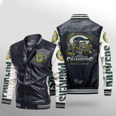 Green Bay Packers 2019 Nfc North Division Champions NFL Gift For Packers Fans Leather Bomber Jacket LBJ0181