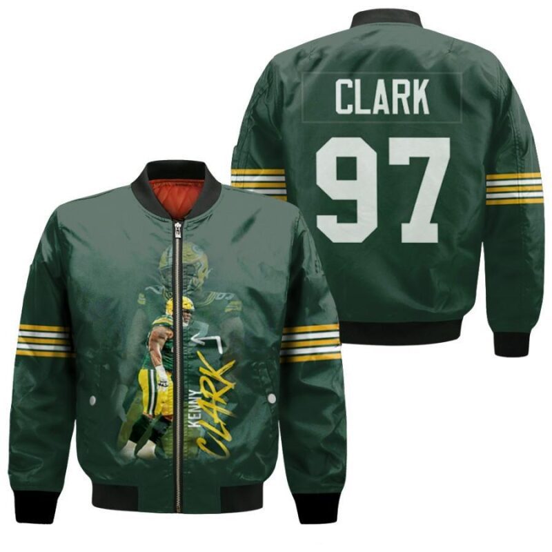 Green Bay Packers Kenny Clark 97 NFL American Football Green 2019 Gift For Packers Fans Bomber Jacket BJ00008