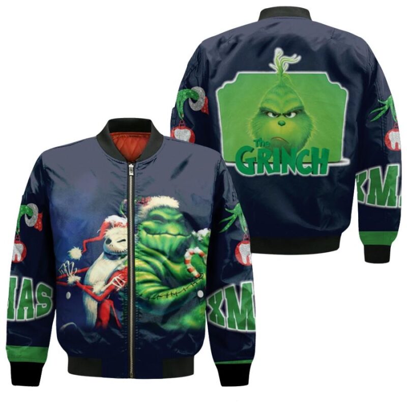 Grinch Christmas Merry Christmas Jack Skellington Black Gift For Grinch Fans Christmas Fans Bomber Jacket BJ01651