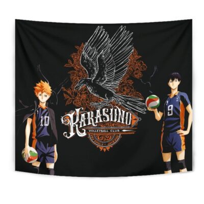 Haikyuu Anime Tapestry - Kageyama And Hinata Volleyball Club Raven Shadow Tapestry Wall Hanging