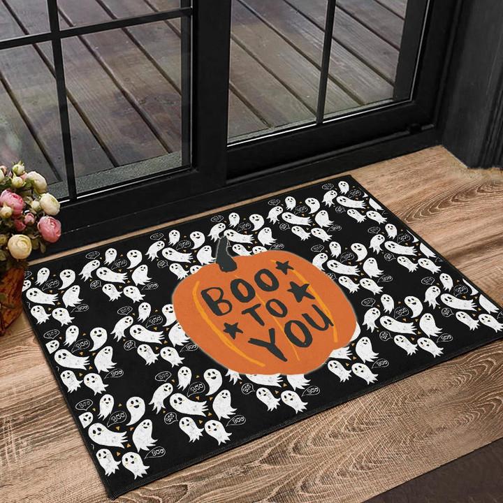 Halloween Door Mat – Boo To You Cute Flying Ghost Patterns Door Mat ...