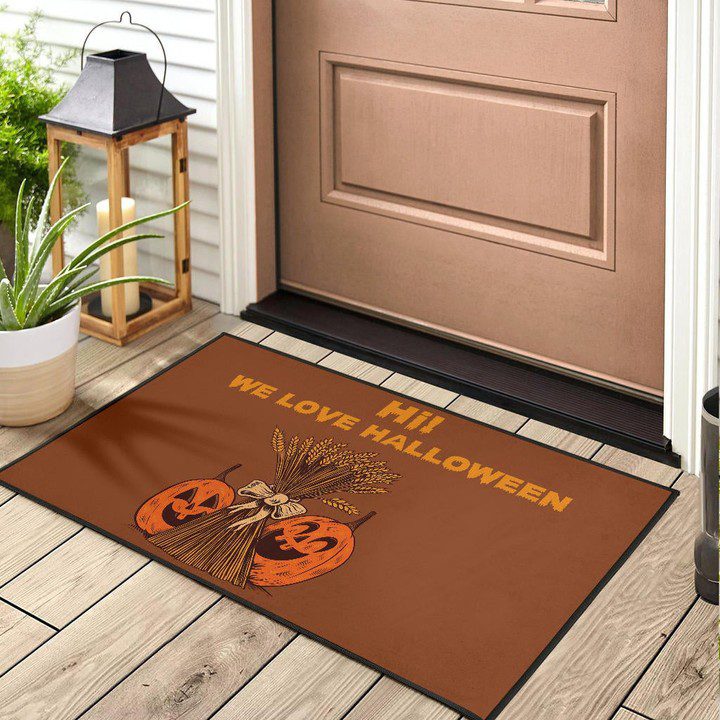 Halloween Door Mat Hi We Love Halloween Smiling Pumpkin Harvest Door Mat Mat Let the