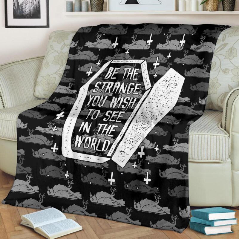 Halloween Fleece Blanket Be The Strange You Wish In The World Dracula Coffin Fleece Blanket 1