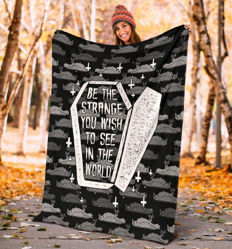 Halloween Fleece Blanket Be The Strange You Wish In The World Dracula Coffin Fleece Blanket 3