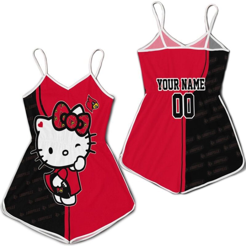 Hello Kitty Hug Louisville Cardinals Logo 3d Personalized Romper RJ02852