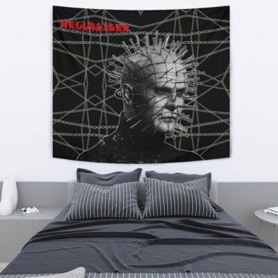 Horror Movie Tapestry - Hellraiser Pin Head Fire Circle Chains Background Tapestry Wall Hanging 2 Horror Movie Tapestry Hellraiser Pin Head Fire Circle Chains Background Tapestry Wall Hanging 2