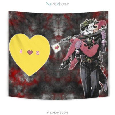 Horror Movie Tapestry - J & H Joker And Harley Quinn Love In Battle Tapestry Wall Hanging