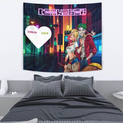 Horror Movie Tapestry - Teenager Joker And Harley Quinn Modern City Tapestry Wall Hanging 2 Horror Movie Tapestry Teenager Joker And Harley Quinn Modern City Tapestry Wall Hanging 2