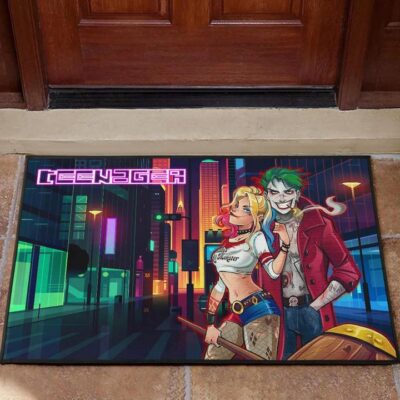 Horror Movie Teenager Joker And Harley Quinn Modern City Door Mat Welcome Mat