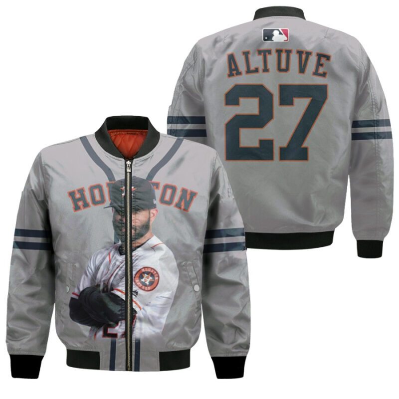 Houston Astros Jose Altuve 27 MLB Great Player Gray 2019 Gift For Astros Fans Bomber Jacket BJ04194