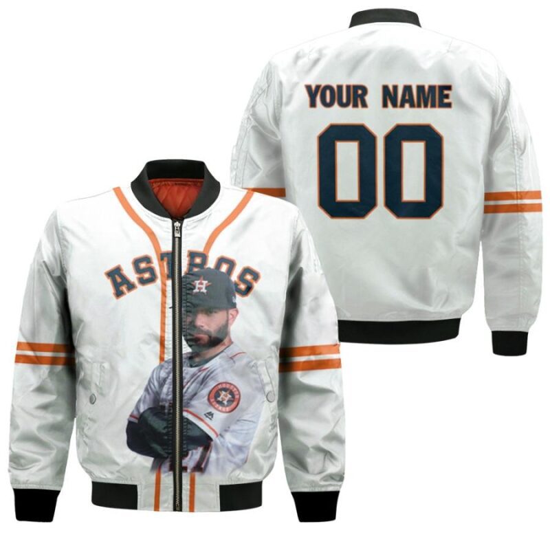 Houston Astros Jose Altuve 27 Player White Jersey 3D Allover Style Gift For Astros Fans Bomber Jacket BJ04244