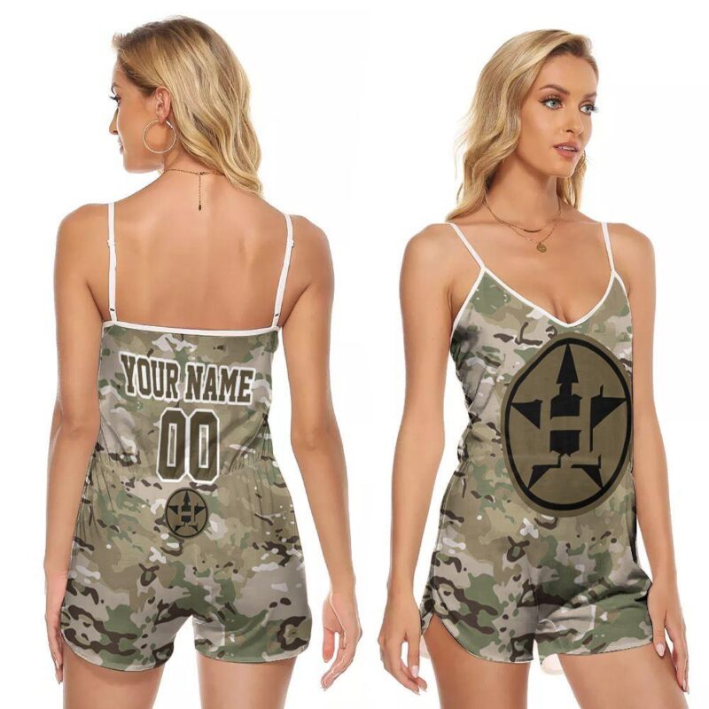 Houston Astros MLB Baseball Logo Team Camouflage Gift For Houston Astros Fans Baseball Lovers V-neck Romper Jumpsuit RJ00756