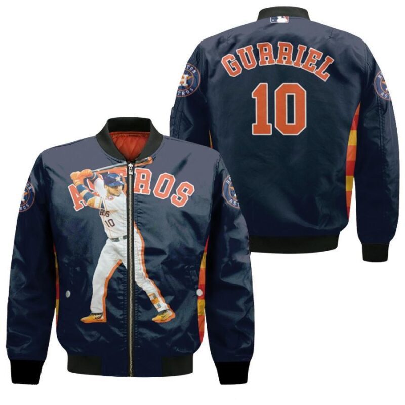 Houston Astros Yuli Gurriel 10 Dark Blue Jersey Style Gift For Astros Fans Bomber Jacket BJ00194