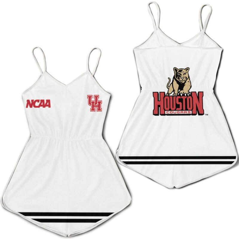 Houston Cougars Ncaa Classic White With Mascot Logo Gift For Houston Cougars Fans Romper Jumpsuit RJ05518