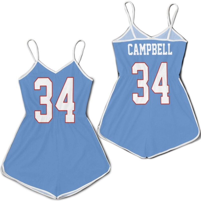 Houston Oilers Earl Campbell Light Blue 1980 Throwback Retired Player jersey inspired style Romper RJ02240