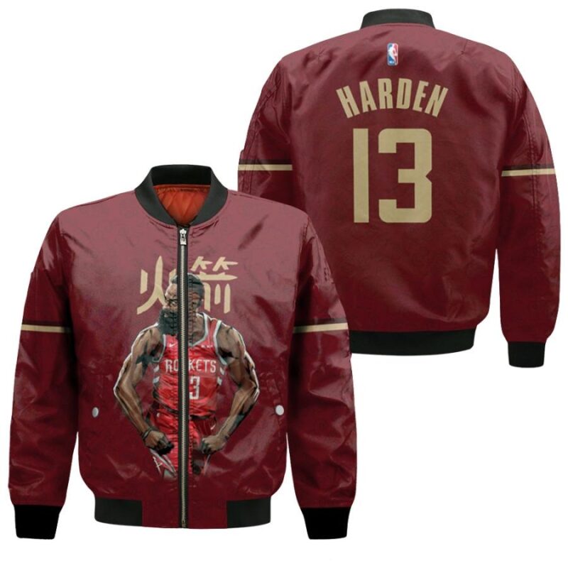 Houston Rockets James Harden 13 NBA City Edition Swingman Red Gift For Rockets Fans Bomber Jacket BJ00454