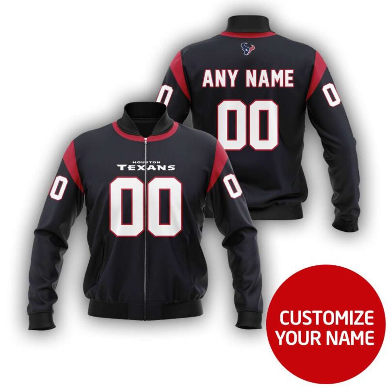 Houston Texans Super Bowl Champions Personalized Number Name Black Gift For Texans Fans Bomber Jacket BJ03874