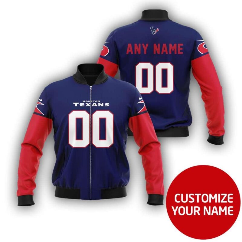 Houston Texans Super Bowl Champions Personalized Number Name Blue And Red Gift For Texans Fans Bomber Jacket BJ03906