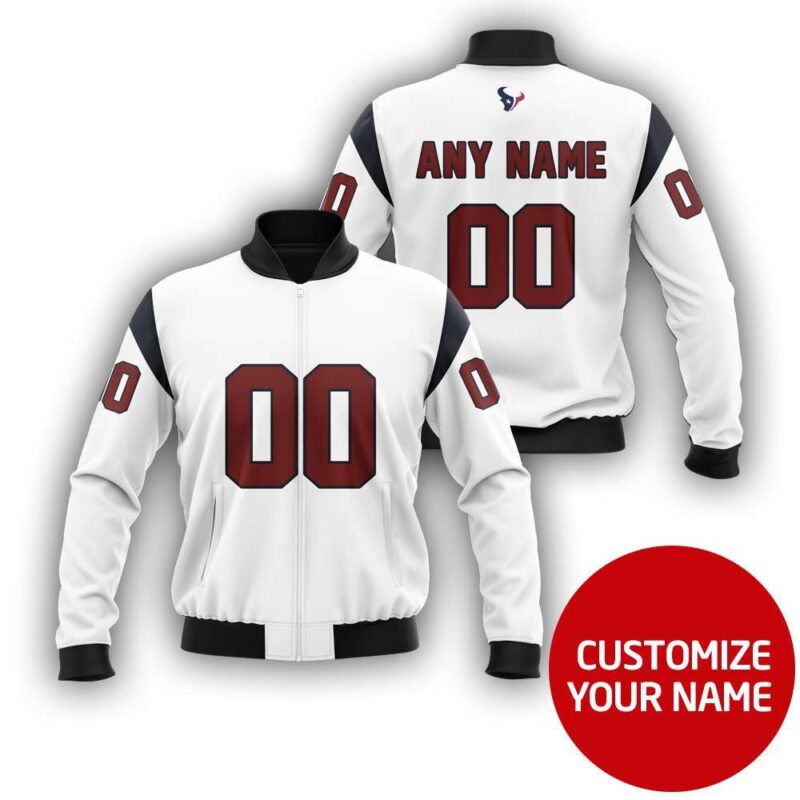 Houston Texans Super Bowl Championspersonalized Number Name White Gift For Texans Fans Bomber Jacket BJ00084