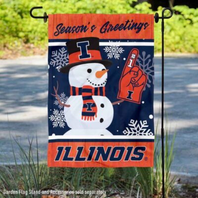 Illinois Fighting Illini Holiday Winter Snowman Greetings Garden Flag GF00277