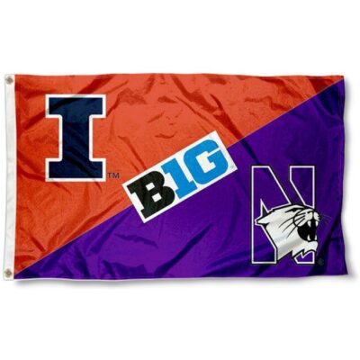 Illinois vs. Northwestern House Divided 3x5ft Wall Flag Banner Flag Outdoor Flag BF160