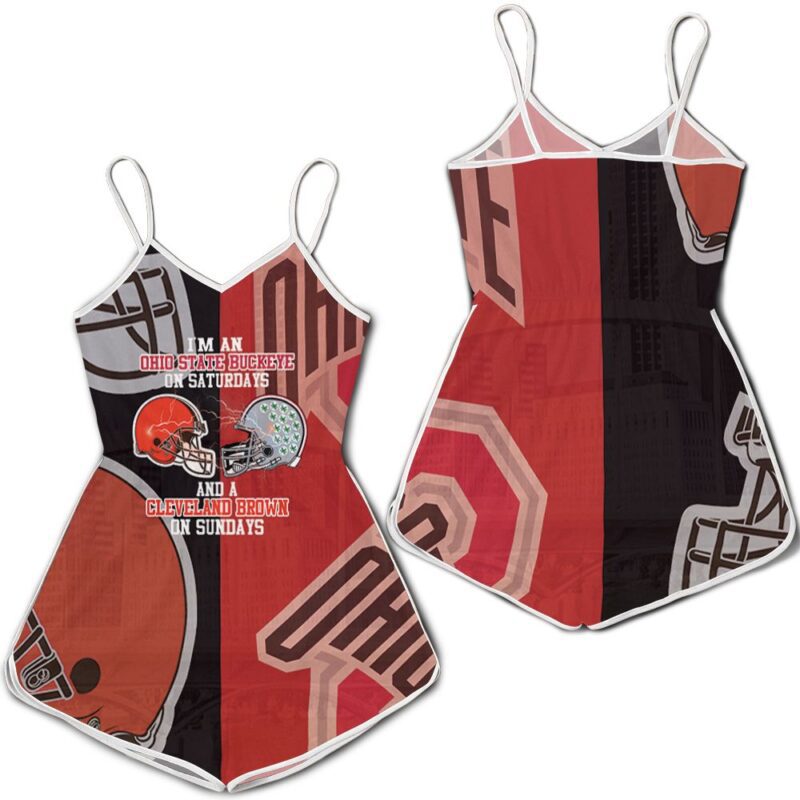 Im A Ohio State Buckeyes On Saturdays And Cleveland Browns On Sundays 3d Romper RJ03833