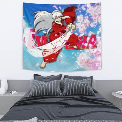 Inuyasha Anime Tapestry Inuyasha Using Sword Sakura Blossom Flower Flying Tapestry Wall Hanging 2 Inuyasha Anime Tapestry Inuyasha Using Sword Sakura Blossom Flower Flying Tapestry Wall Hanging 2