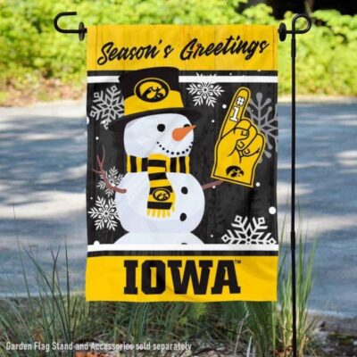 Iowa Hawkeyes Holiday Winter Snowman Greetings Garden Flag GF00803