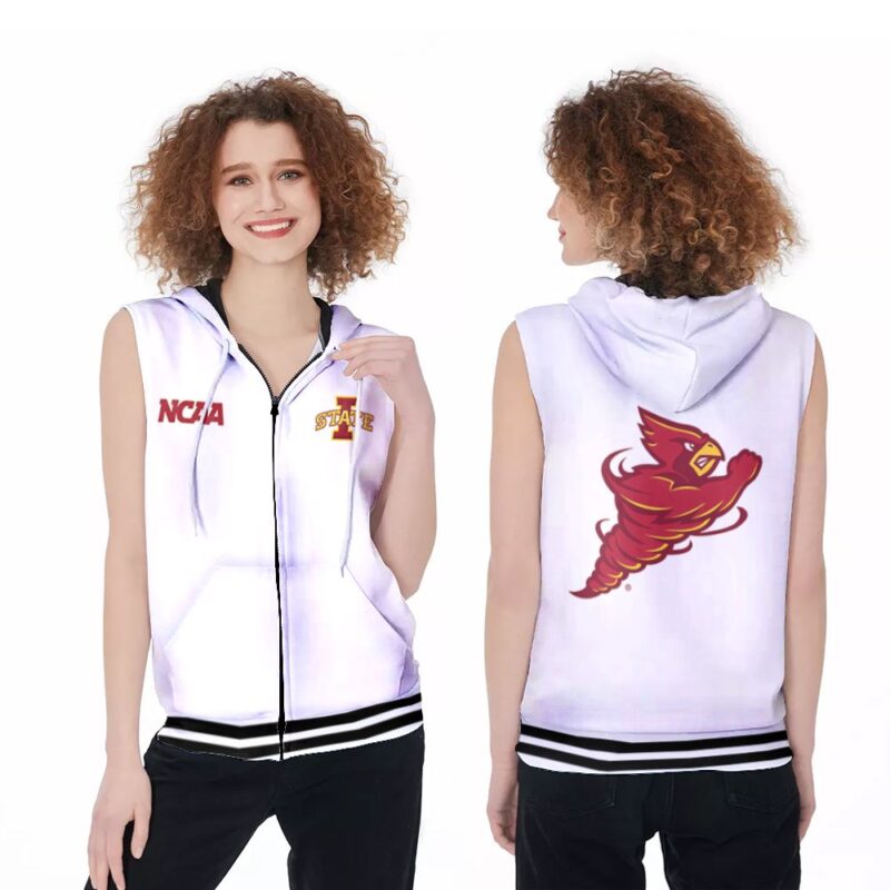 Iowa State Cyclones Ncaa Classic White With Mascot Logo Gift For Iowa State Cyclones Fans Zip Sleeveless Hoodie ZSH0416