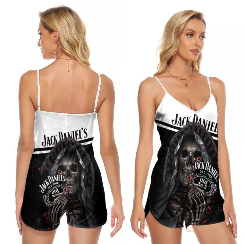Jack Daniels American Whiskey Brand Drink Death God Gift For Jack Daniels Fans Whiskey Lovers V-neck Romper Jumpsuit RJ00651