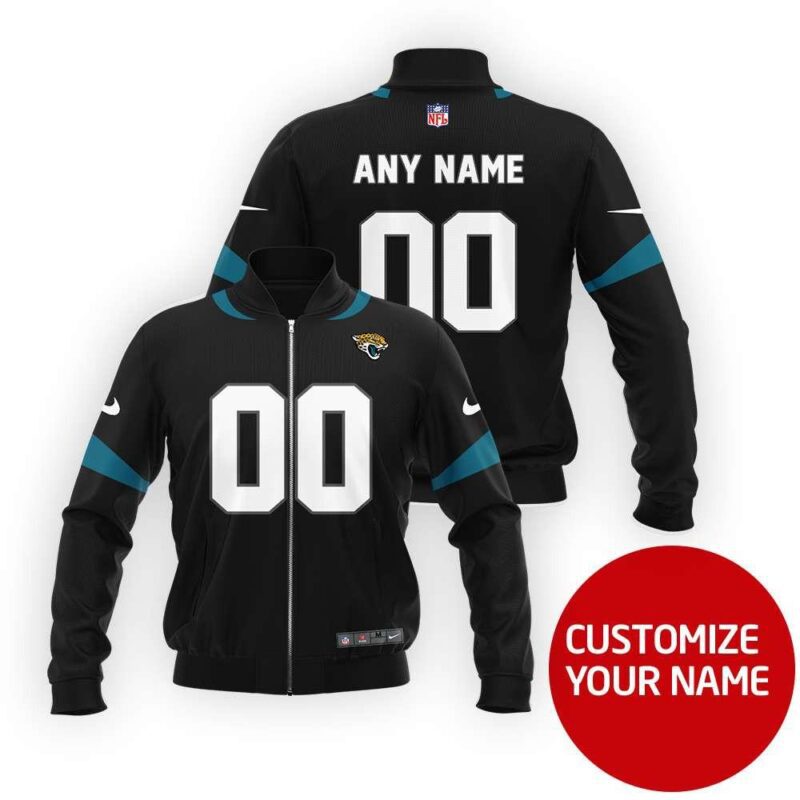 Jacksonville Jaguars #00 Personalized Black Jersey Style Gift With Custom Number Name For Jaguars Fans Bomber Jacket BJ03755