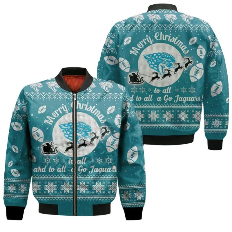 Jacksonville Jaguars To All And To All A Go Jaguars Ugly Christmas Festive Gift For Jacksonville Jaguars Fans Bomber Jacket BJ01060