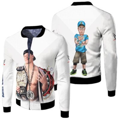John Cena Professional Wrestler WWE Champions White Designed Gift For John Cena Fans Fleece Bomber Jacket