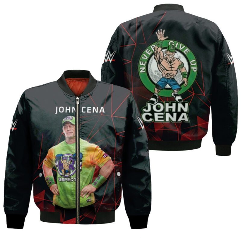 John Cena Respect Never Give Up Black Gift For John Cena Fans Bomber Jacket BJ04218